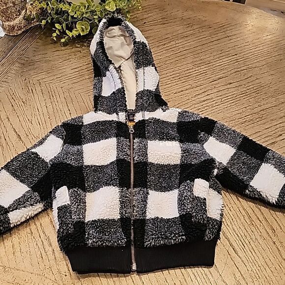 Polo Ralph Lauren black and white checkered hooded jacket size 4T - Picture 1 of 11